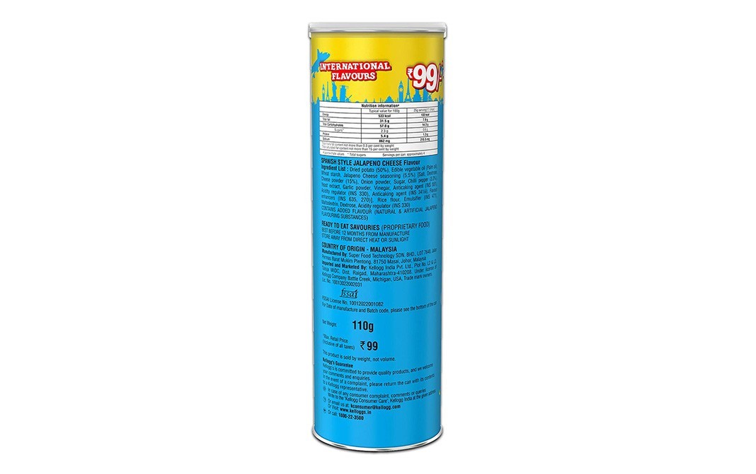 Pringles Spanish Style Jalapeno Cheese Flavour Potato Crisps   Container  110 grams
